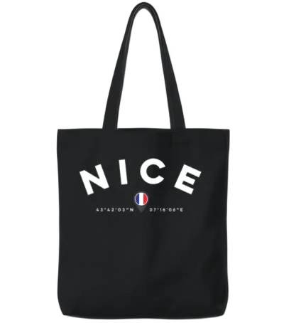 Nice France Tote Bags - Black