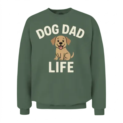 Dog Dad Life – Cute Cartoon Puppy Design for Dog Unisex Sweatshirt - Military Green
