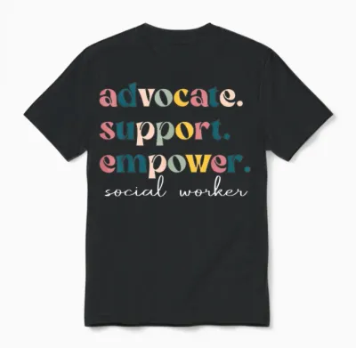 Advocate Support Empower Cute Social Worker Graduation Msw Unisex T-Shirt - Black
