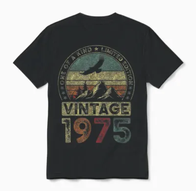 Vintage 1975, Limitierte Auflage, 51. Geburtstag, 51 Jahre Unisex T-Shirt - Black
