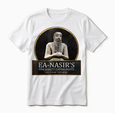 Ea Nasirs Copper Bar Funny Meme to the History of T-Shirt, Black Unisex T-Shirt - White