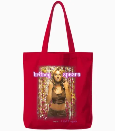 Britney Spears - Oops!... I Did It Again Tour Birthday T-Shirt, Black Tote Bags - Red