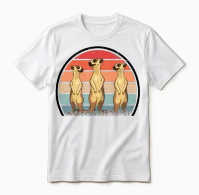 Meerkat Vintage Retro Unisex T-Shirt - White