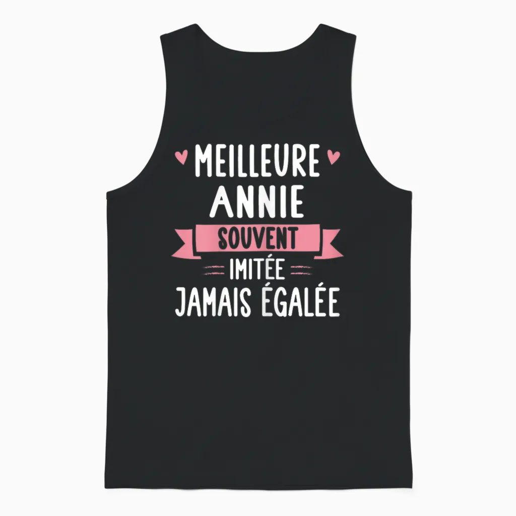 Unique Woman Humour Gift Personalized Name Annie Unisex Tank Top in Black