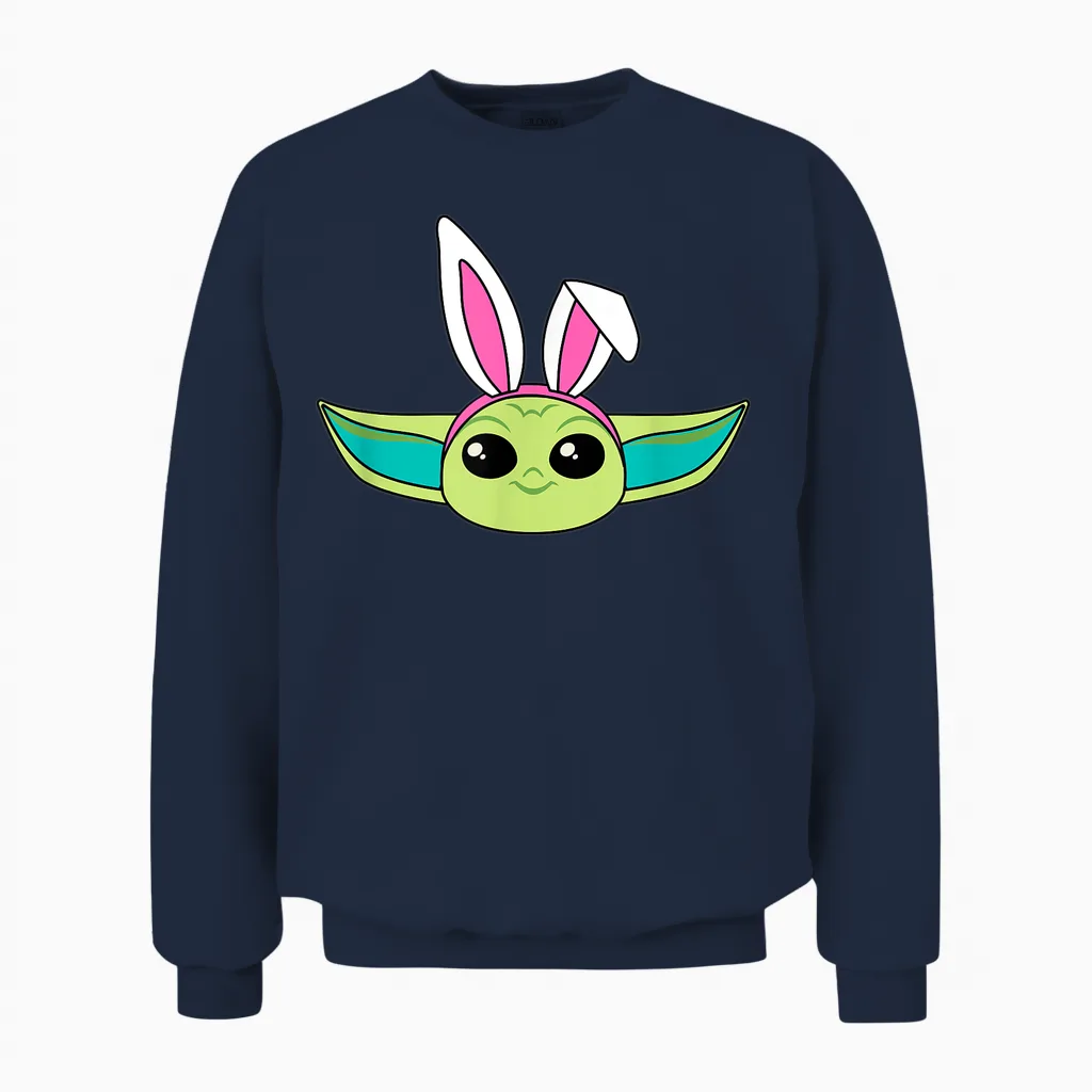 Amazon Essentials the Mandalorian Grogu Spring Easter Bunny Ears Unisex Sweatshirt in Navy
