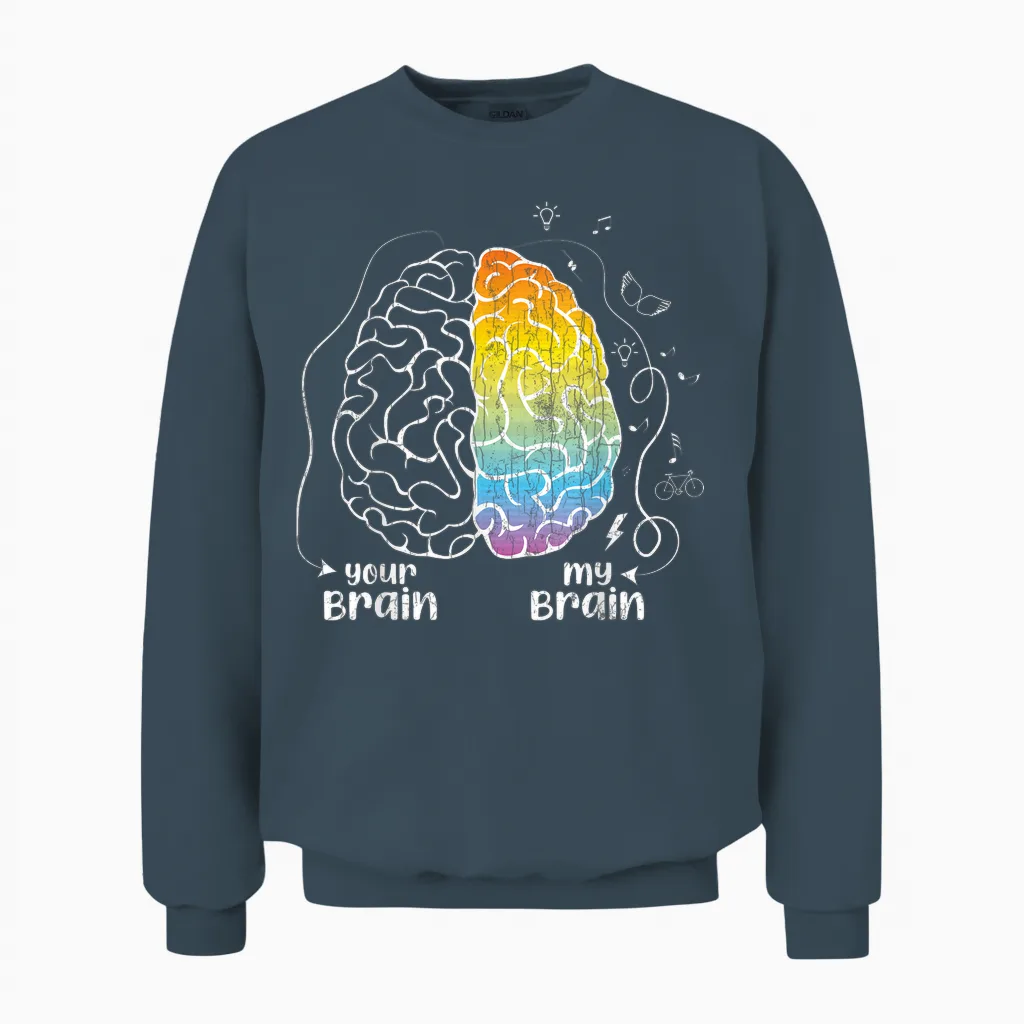 Your Brain My Brain Adhs Awareness Orange Ribbon Grafik Unisex Sweatshirt in Dark Heather