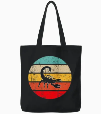 Scorpio Retro Tote Bags - Black