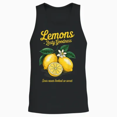 Zitronen Zesty Goodness Retro Citrus Bright Look Unisex Tank Top - Black