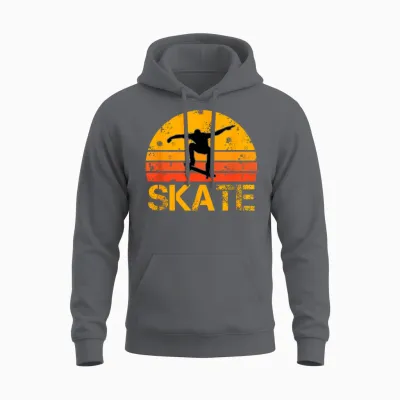 Skateboarder Retro Vintage Skateboarding Unisex Hoodie - Charcoal