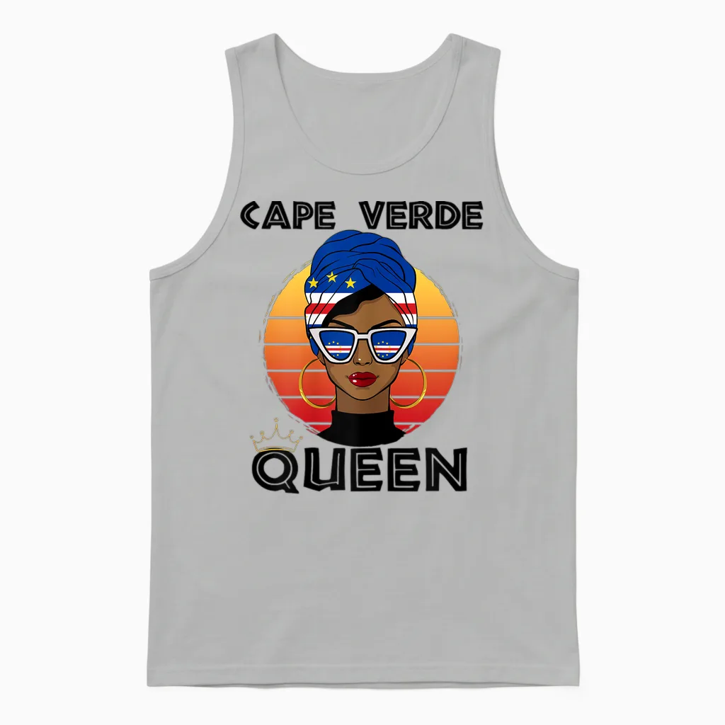 Cabo Verdian Queen African Queen Cabo Verde Flag Cabo Verde T-Shirt, White, Female X-Small Unisex Tank Top in Ash