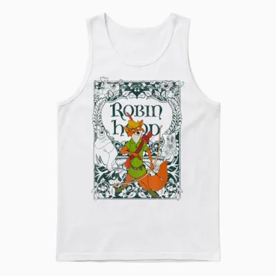 Disney Robin Hood Retro Vintage Distressed T-Shirt, Gray Unisex Tank Top - White
