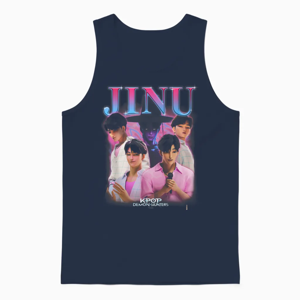 Kpop Demon Hunters Jinu Heartthrob Officially Licensed Unisex Tank Top in Navy