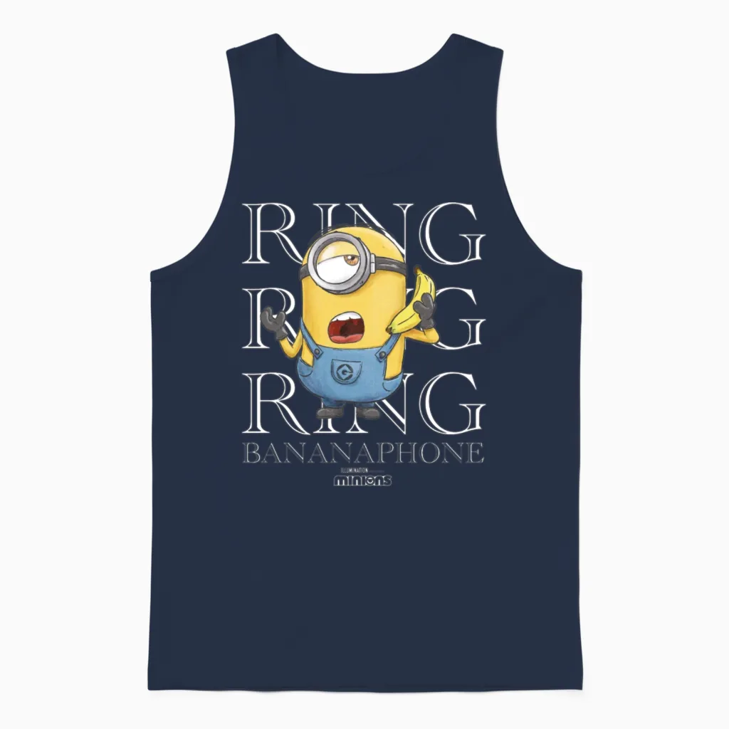 Minions Ring Ring Ring Bananaphone Rings Unisex Tank Top in Navy