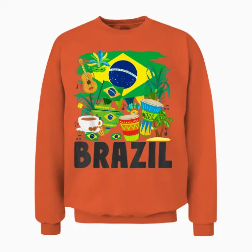 Brazil Flag - Outfit Idea for Women - Brazil and Brazil Unisex Sweatshirt - Orange