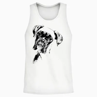 Boxer Dog Face Product - Dog Lovers Boxer Dog Unisex Tank Top - White
