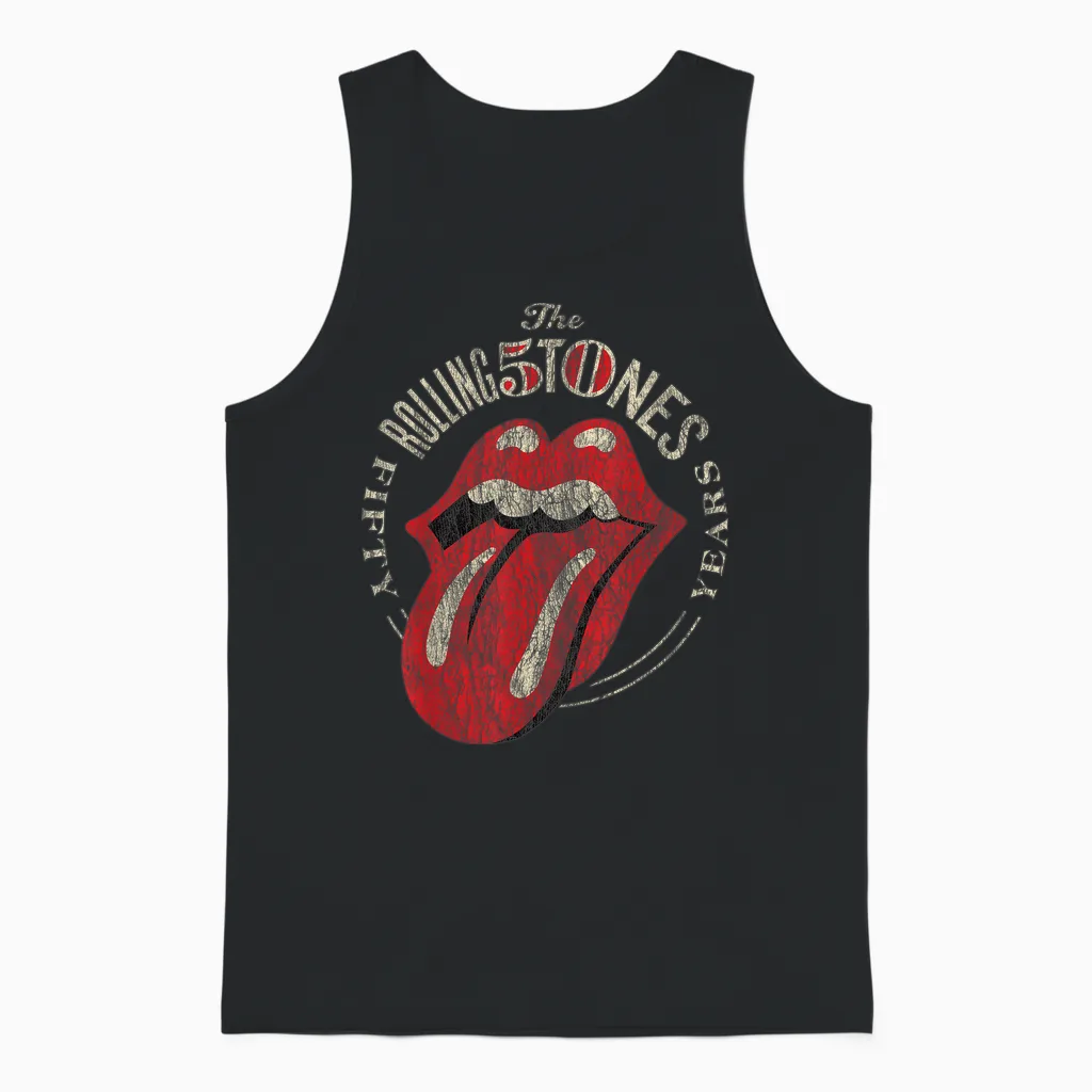 The Rolling Stones 50th Anniversary Logo Unisex Tank Top in Black