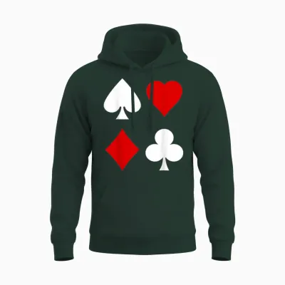 Playing Cards Fancy Dress Costume Checked Spades Cross Heart Poker Romee T-Shirt, Black Unisex Hoodie - Forest