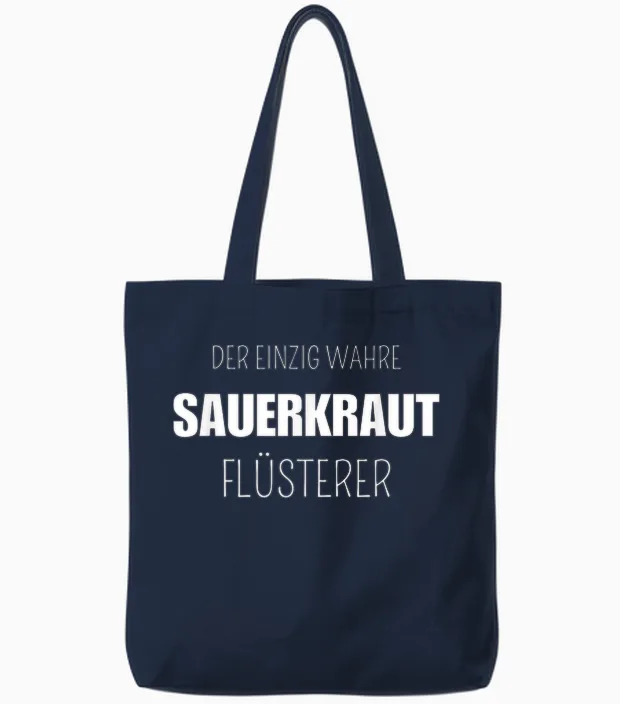 Sauerkraut Lustiger Spruch Deutsche Gerichte Tote Bags in Navy