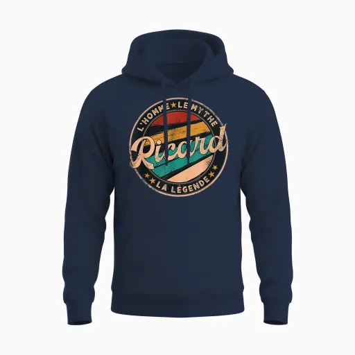 Humour Prénom Ricard L'homme Le Mythe La Légende T-Shirt, Black, S Unisex Hoodie in Navy