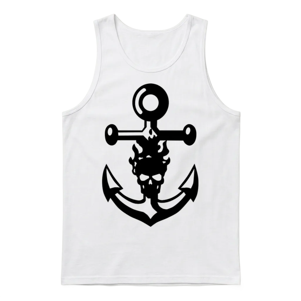 Anchor Skull Halloween Unisex Tank Top - White