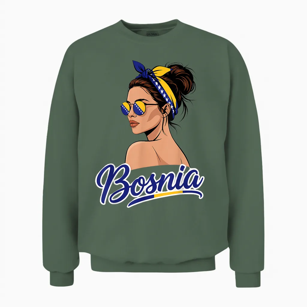 Bosnien Und Herzegowina Flagge Bosnian Pride Unisex Sweatshirt in Military Green