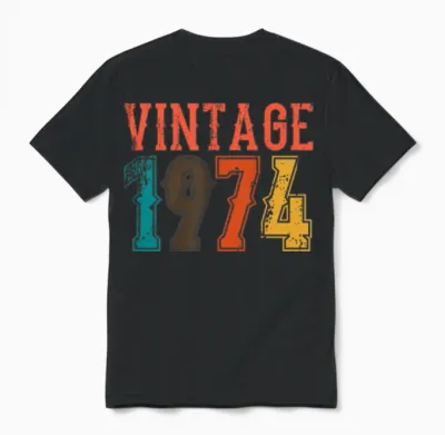 1974 Born Birthday Dad Vintage 1974 Unisex T-Shirt - Black