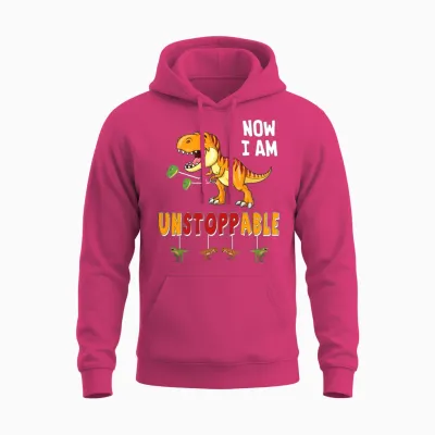 Funny Now I Am Unstoppable T Rex Funny Dinosaur Unisex Hoodie - Heliconia