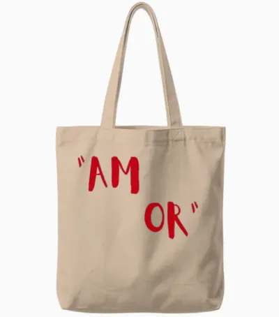 Amor Love Design Retro Tote Bags - Natural