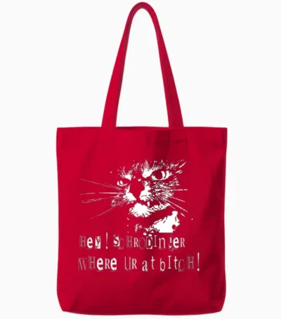 Schrodinger's Cat Tote Bags - Red