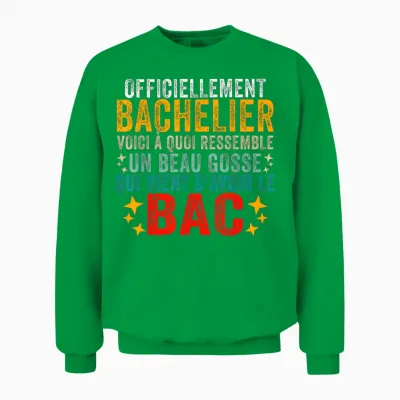 2024 Bachelor Congratulations Bac Baccalaureate Humour T-Shirt, Black, S Unisex Sweatshirt - Irish Green