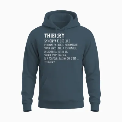 Man Humor Name Custom Thierry Definition T-Shirt, Black, S Unisex Hoodie - Dark Heather