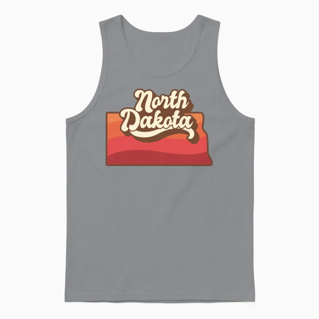 North Dakota Retro Unisex Tank Top in Sport Grey