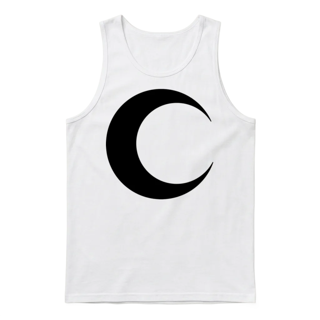 Moon, Minimal, Crescent, Solid (luna, Lune, Mond) Unisex Tank Top - White