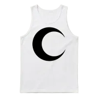 Moon, Minimal, Crescent, Solid (luna, Lune, Mond) Unisex Tank Top - White – 1