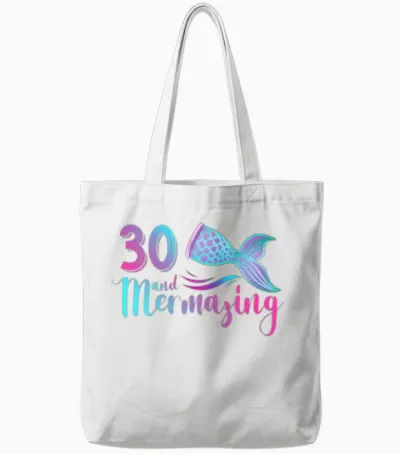 30th and Mermazing 30th Birthday Mermaid Mermazing Tote Bags - White