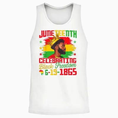 Juneteenth Shirts Men Celebrating Black Freedom Black King Unisex Tank Top - White