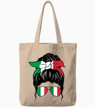 Italian Italian Flag Italian Girl Ragazza Italiana T-Shirt, Black, S Tote Bags - Natural