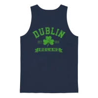 Dublin Ireland Est 988 Clover Leaf Shamrock S 1531 Unisex Tank Top - Navy – 1