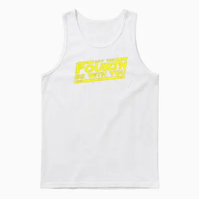 Retro May the Fourth 4th Be with You Space Stars Sci-Fi Nerd Unisex Tank Top - White