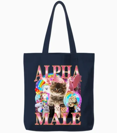 Funny Alpha Cat Male Cute Cat Lover Tote Bags - Navy