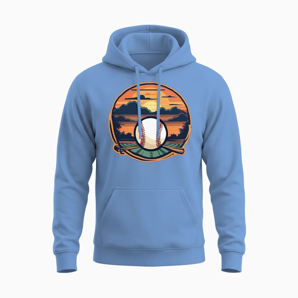 Baseball Retro Baseball Sunset Unisex Hoodie - Carolina Blue