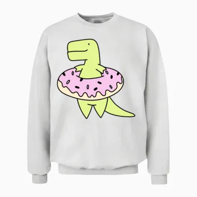 Funny Pizza Dinosaurus Unisex Sweatshirt - White