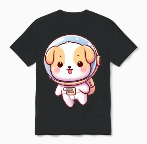 Space Dog Lovers Unisex T-Shirt in Black