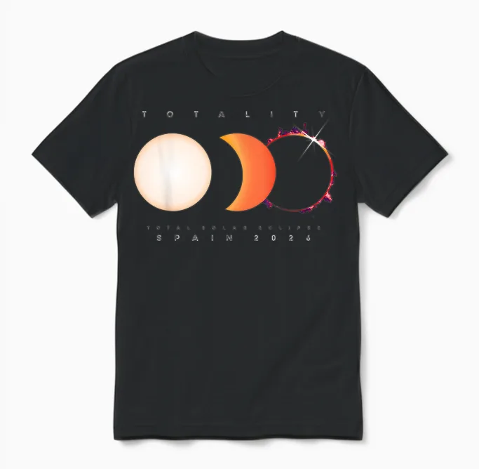 Solar Eclipse Spain 2026 Shirt Total Eclipse Astronomy Sun Unisex T-Shirt in Black
