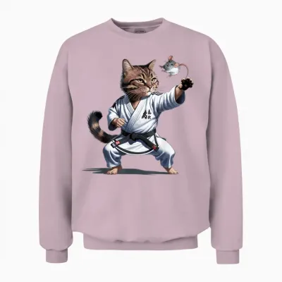 Kampfsport Katze Karate Schwarzer Gürtel Lustiger Kämpfer Unisex Sweatshirt - Light Pink