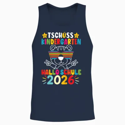 Kinder Tschüss Kindergarten Hallo Schule Kita Abgänger 2026 Tigerin Unisex Tank Top - Navy