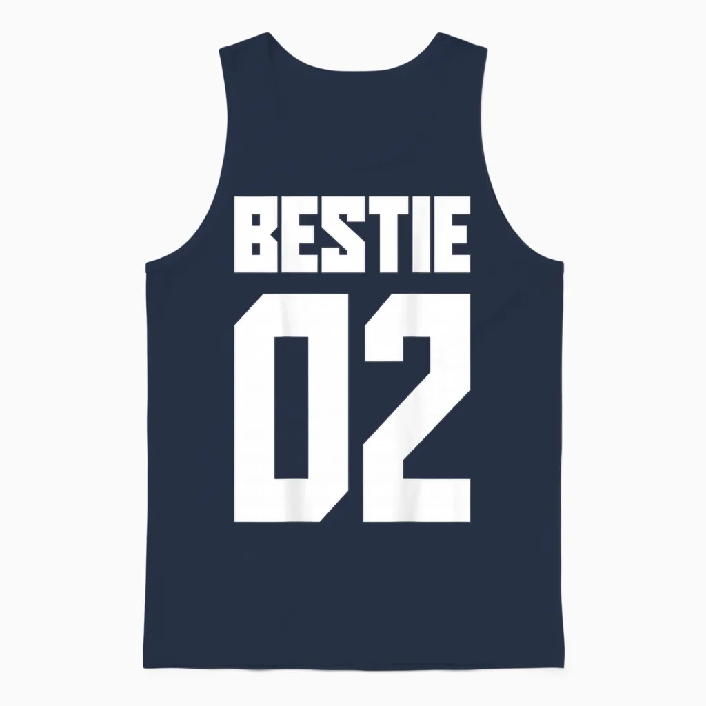 Bestie 01 Bestie 02 Bestie Squad Matching Bff Friend Crew T-Shirt, Black, S Unisex Tank Top in Navy