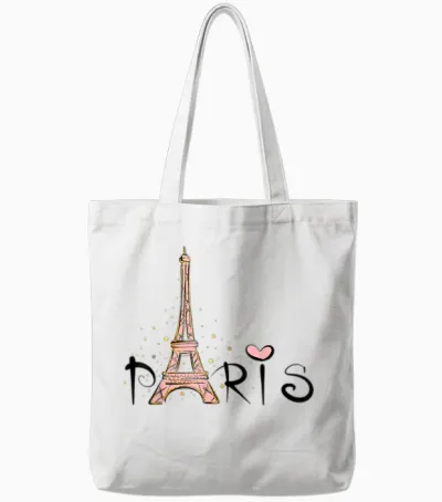 Eiffel Tower Paris Girls Boys Travel Holiday France Souvenir T-Shirt, White Tote Bags - White