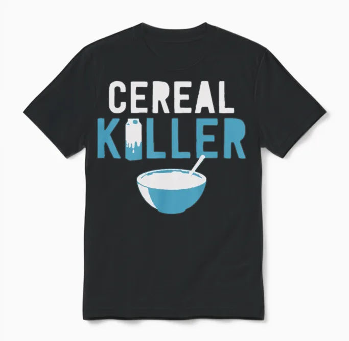 Cereal Killer Funny Unisex T-Shirt in Black