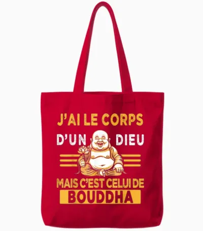 J'ai Le Corps D'un God T-Shirt, Black, S Tote Bags - Red